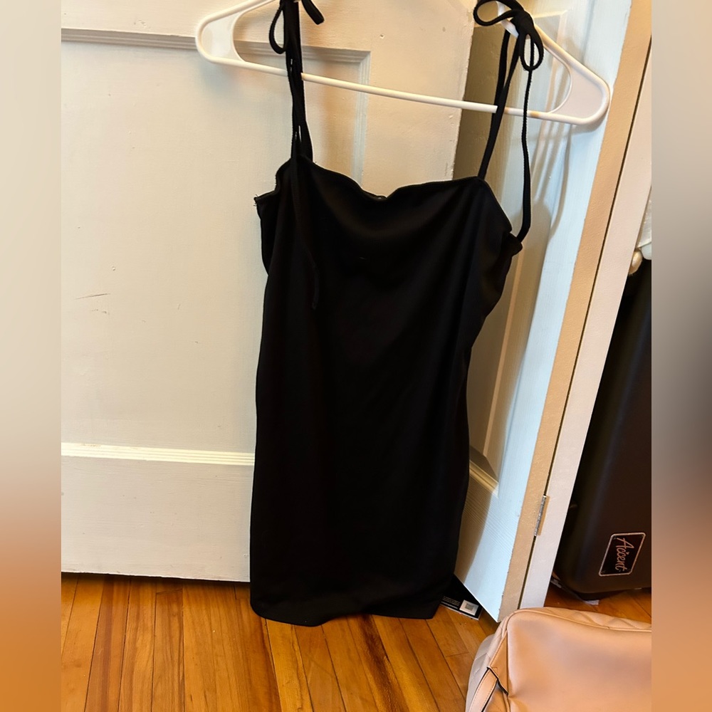Shein tie black mini dress